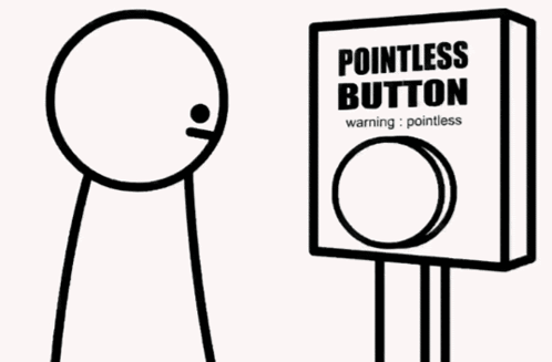 Stick Figure Next To Pointless Button Box GIF