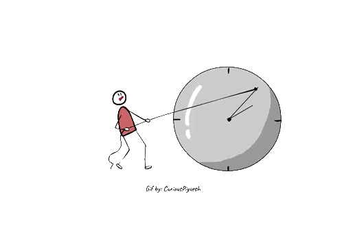 Stick Figure Pulling Clock Gif Sticker