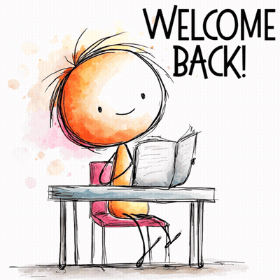 Stick Figure Reading Book Welcome Back GIF