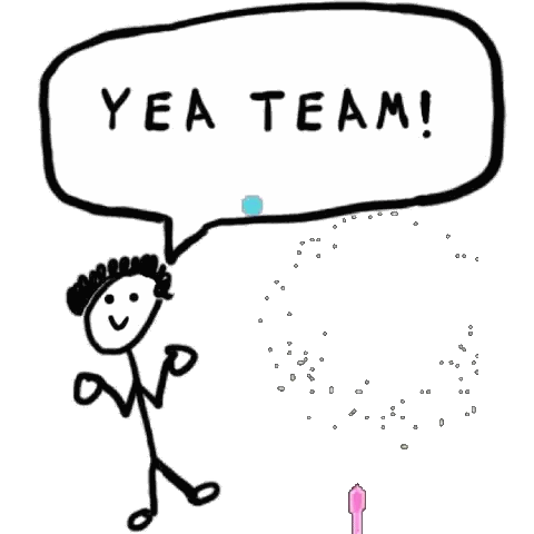 Stick Figure Saying Yea Team Sticker