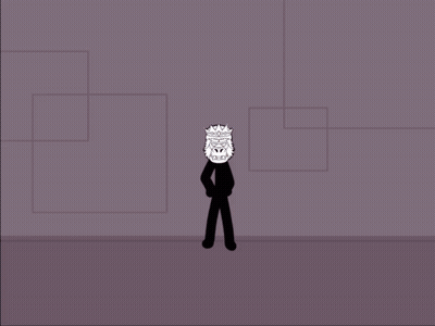 Stick Figure Shooting Gun With Letter V GIF