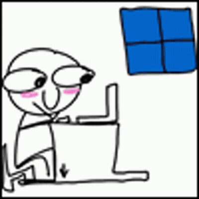 Stick Figure Sitting At Desk With Laptop GIF