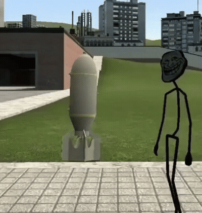 Stick Figure Standing In Front Of Bomb GIF