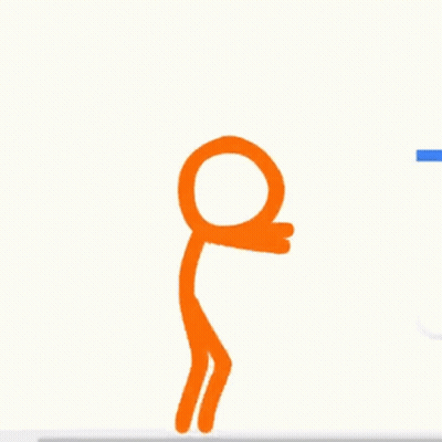 Stick Figure Standing On One Leg With Blue Line GIF