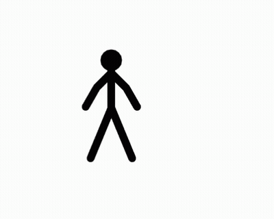 Stick Figure Walking With Chinese Symbol GIF