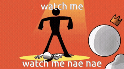 Stick Figure With Crown Says Watch Me GIF