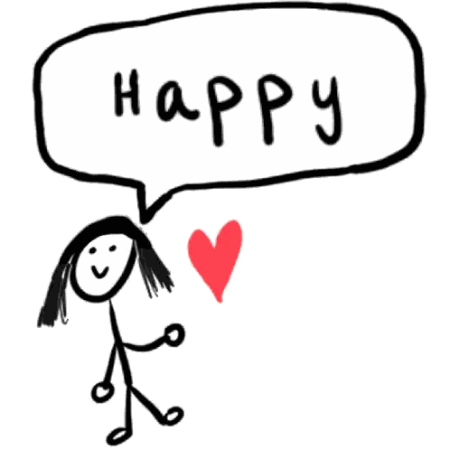 Figura de palo con corazón diciendo Feliz Sticker