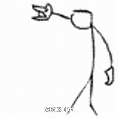 Stick Figure With Horn Saying Rock On GIF
