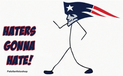 Stick Figure With Patriots Flag Walking Haters Gonna Hate GIF