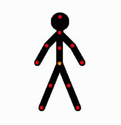Stick Figure With Red Dots Next To Mouse Arrow GIF