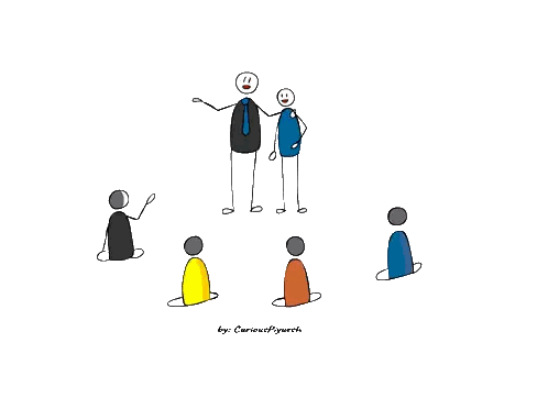 Stick Figures Gathering Around Man In Tie Sticker