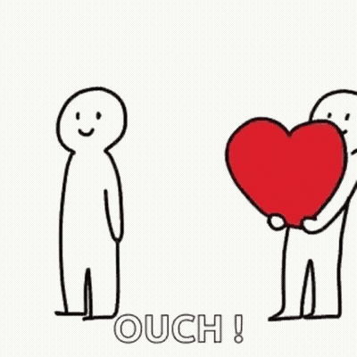 Stick Figures Holding Hands Near Heart GIF