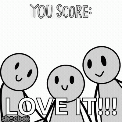 Stick Figures Holding Signs Saying You Score 10 And Love It GIF