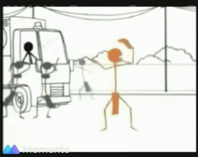 Stick Figures Standing In Front Of Truck With Momento GIF