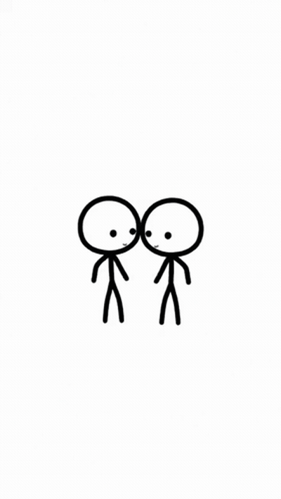 Stick Figures With Hearts Between Heads GIF
