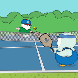 Sticker Characters Playing Pickleball Meme GIF