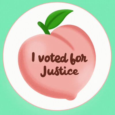 Sticker Peach Saying I Voted For Justice GIF