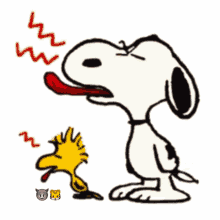 Sticking Tongue Out Snoopy Woodstock GIF