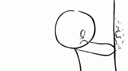 Stickman Bangs Head Against Wall Animated Art GIF