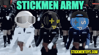 Stickmen Army Soldiers Marching In Parade GIF