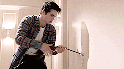 Stiles Stilinski Pulling Wall Rope GIF
