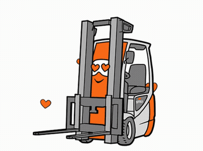 Still Forklift Surrounded By Hearts GIF