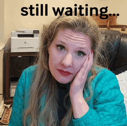 Still Waiting Slow Blink Bored Lady GIF