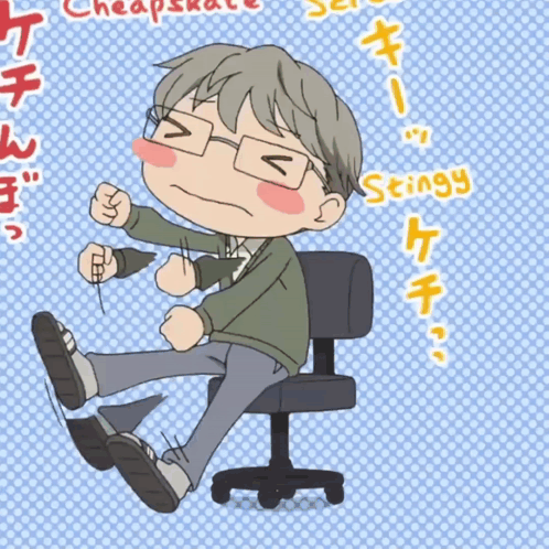 Stingy Man Sitting On Office Chair GIF
