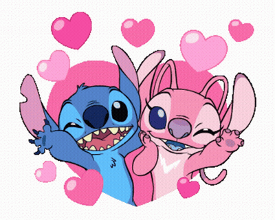 Stitch And Angel From Lilo And Stitch Are In Love GIF