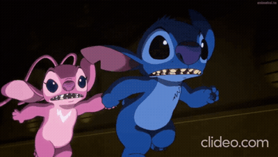 Stitch And Angel Running Together GIF