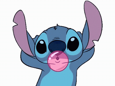 Stitch soplando burbuja rosa GIF