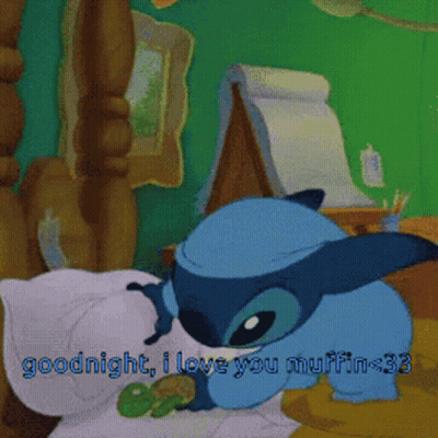 Stitch Cartoon Says Goodnight I Love You Muffin 33 GIF