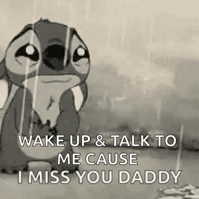 Stitch Crying In Rain Saying Wake Up And Talk To Me Cause I Miss You Daddy GIF