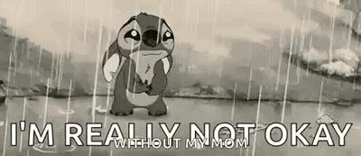 Stitch Crying In The Rain Black And White GIF
