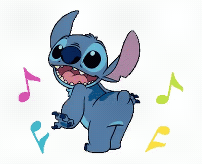 Stitch Dancing With Music Notes GIF