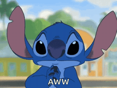Stitch From Disney 'S Lilo And Stitch Says Aww With His Hands Folded GIF