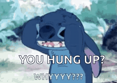 Stitch From Lilo And Stitch Is Covering His Eyes With His Hands And Says You Hung Up Whyyy ? GIF