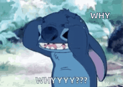 Stitch From Lilo And Stitch Is Covering His Face With His Hands And Asking Why Why Why ? GIF