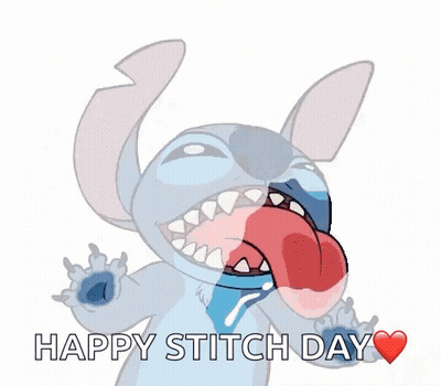 Stitch From Lilo And Stitch Is Laughing With His Tongue Hanging Out . GIF