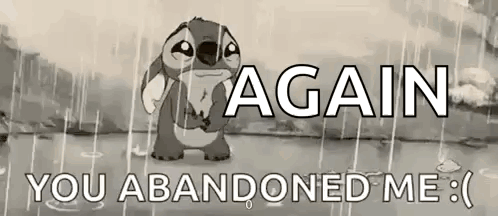 Stitch From The Movie Lilo And Stitch Is Standing In The Rain . GIF