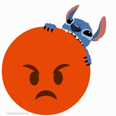 Stitch Holding Large Orange Angry Ball GIF