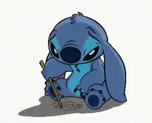 Stitch Holding Pencil GIF