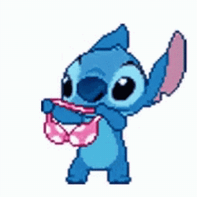 Stitch Holding Pink Bra GIF