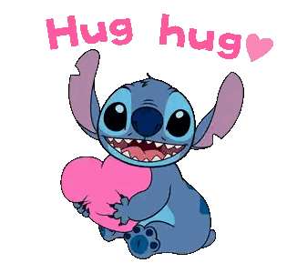 Stitch Holding Pink Heart Hug Hug Sticker