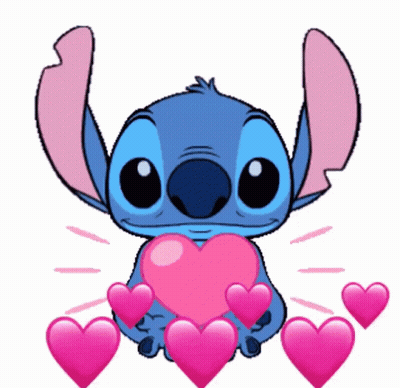Stitch Holding Pink Heart GIF