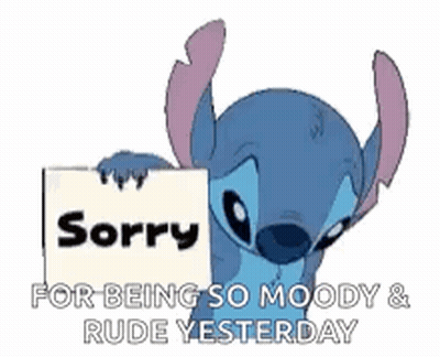 Stitch Holding Sorry Sign GIF