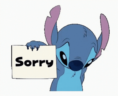 Stitch Holding Sorry Sign GIF