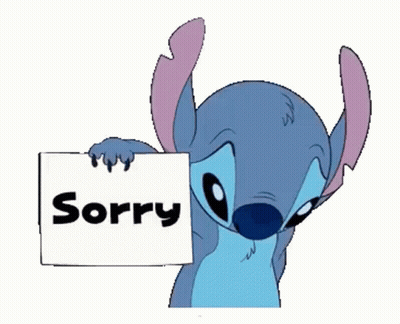 Stitch Holding Sorry Sign GIF