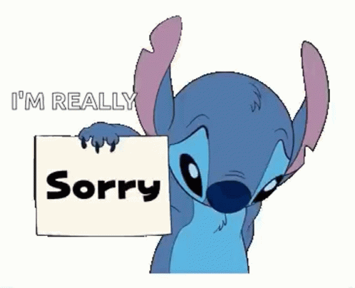 Stitch Holding Sorry Sign GIF