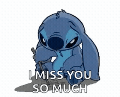 Stitch Holding Stick Saying I Miss You GIF
